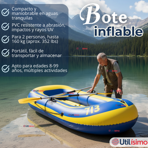 Bote Inflable Kayak + Remos + Bombín + Parches Capacidad 160kg 183x93cm
