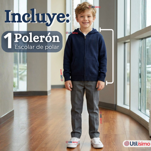 Polerón Escolar Polar Con Capucha Niño Unisex Azul 5 a 12 años