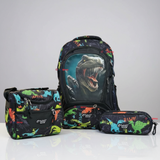 Mochila Escolar Kit Con Estuche y Lonchera 43cm Tela Oxford Dino Niño