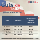 Set Poncho Manta Mapuche LANA GRUESO 60x35CM +TRARILONCO CINTILLO MAPUCHE 87CM Fiestas Patrias