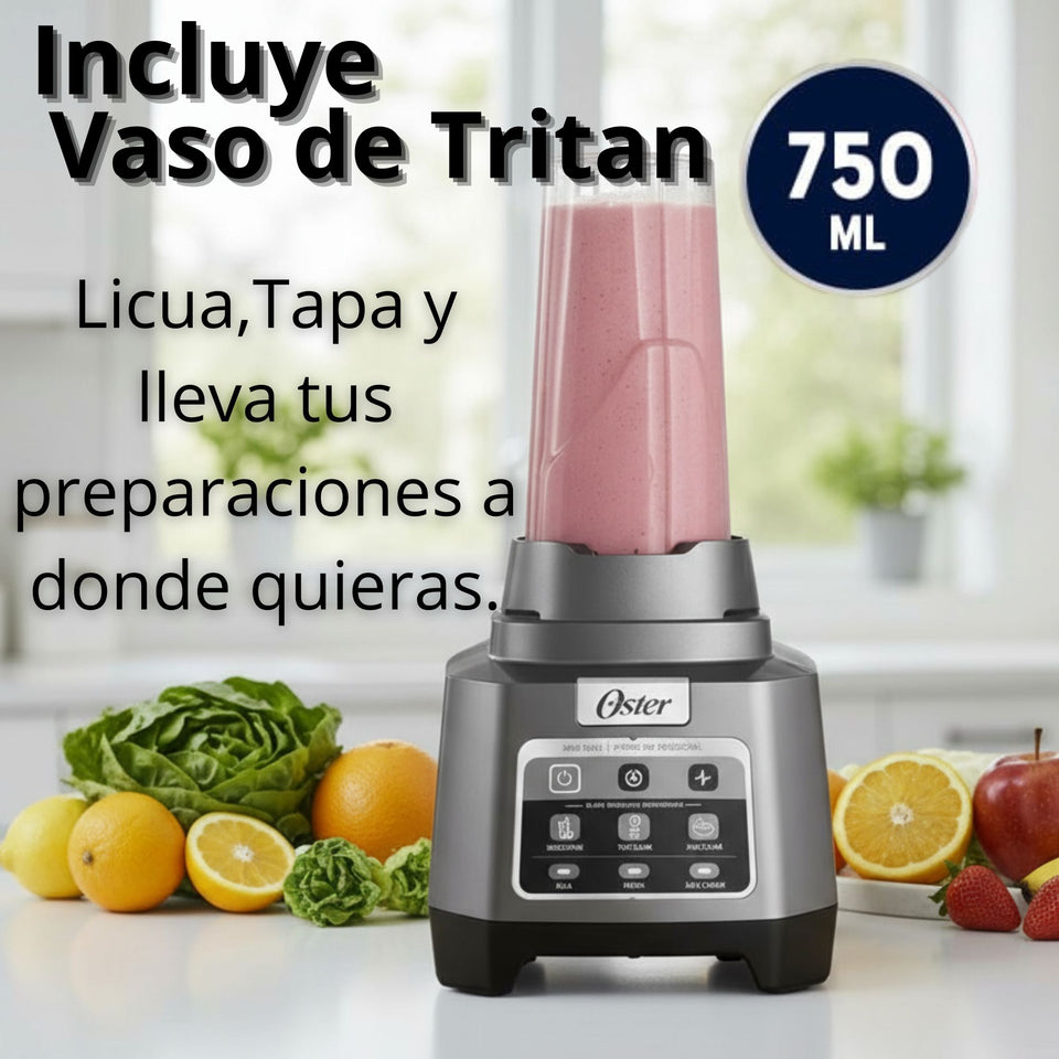 Licuadora Profesional Oster® XTREME MIX con iBLEND y MAX CRUSH con Tecnología Reversible, Vaso Blend-N-Go BLSTXPG-BGW
