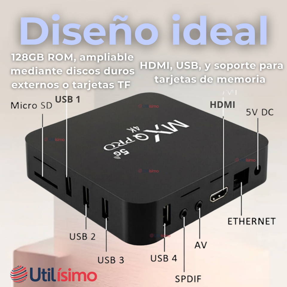 TV Box MXQPRO 4K 8GB Ram 128gb Wifi 5G Android