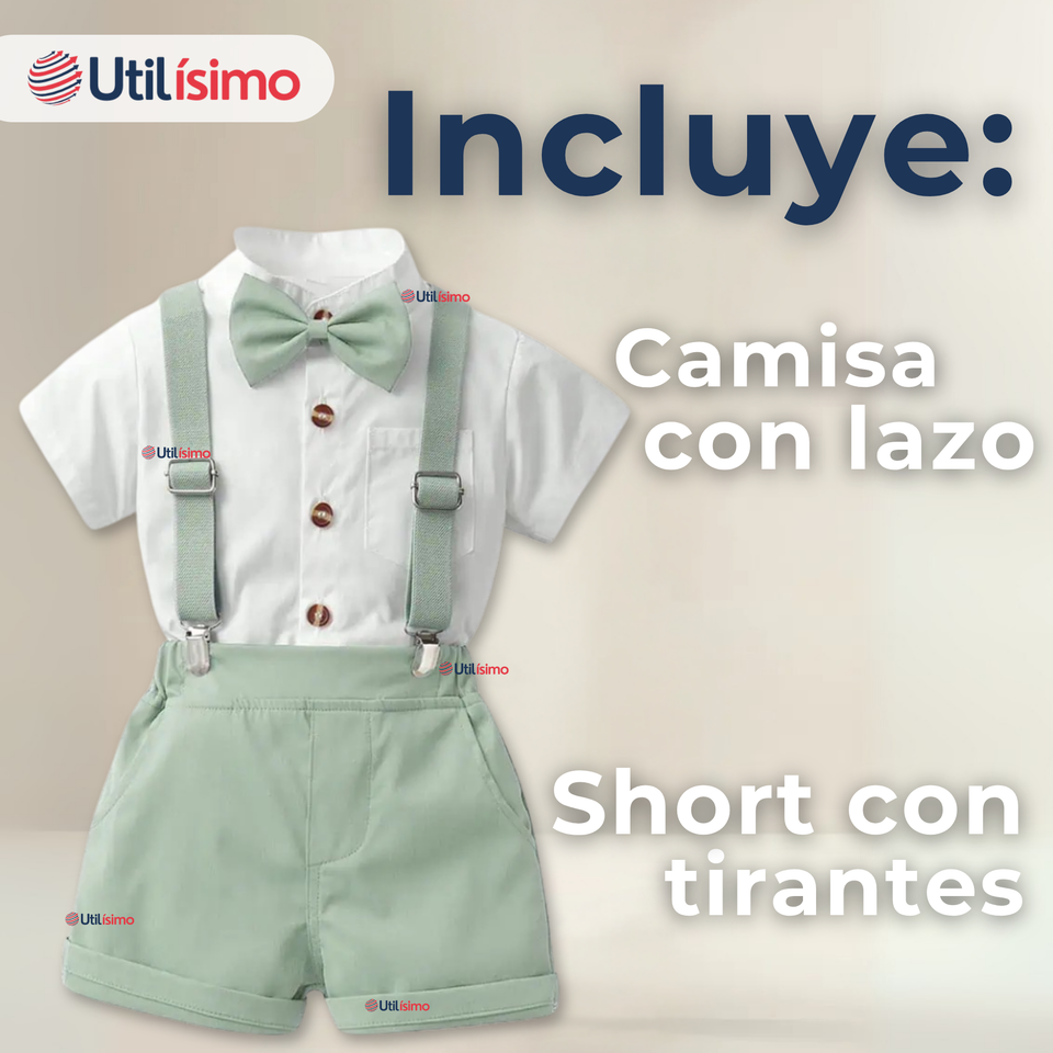 Conjunto de Vestir con Tirantes Camisa Pantalón Corto Algodón