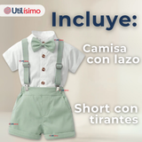 Conjunto de Vestir con Tirantes Camisa Pantalón Corto Algodón