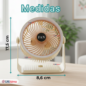 Mini Ventilador De Mesa Beige Silencioso Portátil Recargable USB