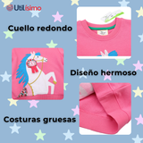 Polerón Cuello Redondo Niña Fucsia Unicornio