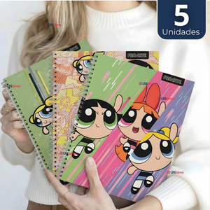 Pack 5 Cuadernos Universitarios Chicas Superpoderosas 100 Hojas Proarte Powerpuff Girls