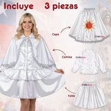Traje Tirana Diablada Blanco 3 Piezas Mujer Baile Típico Fiestas Patrias