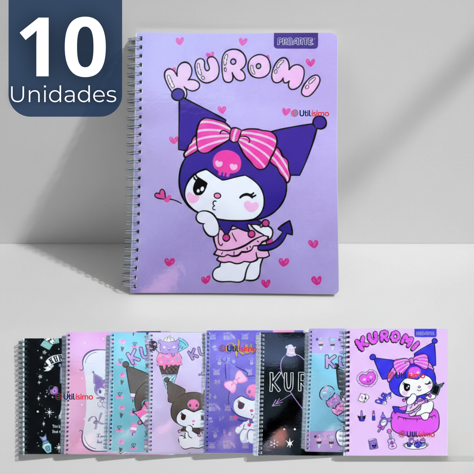 Pack 10 Cuadernos Universitarios Kuromi Proarte 7mm 100 Hojas Diseños Surtidos