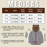 Parka Osito Con Capucha Manga Larga Gris Niño Infantil