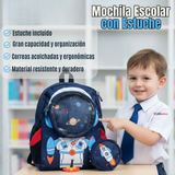 Mochila Escolar Con Estuche 33cm Poliéster Impermeable Astronauta Niño