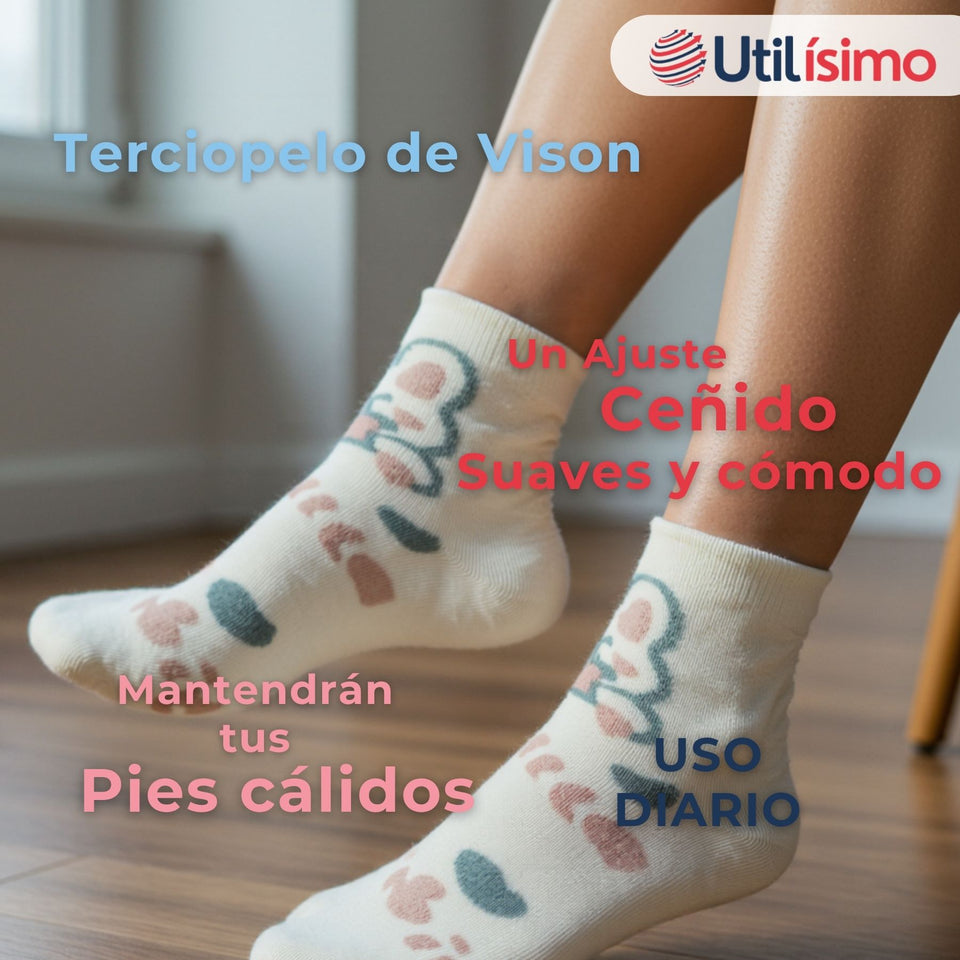 Pack 3 Pares Calcetines Terciopelo de Visón Mujer Diseños Surtidos Algodón