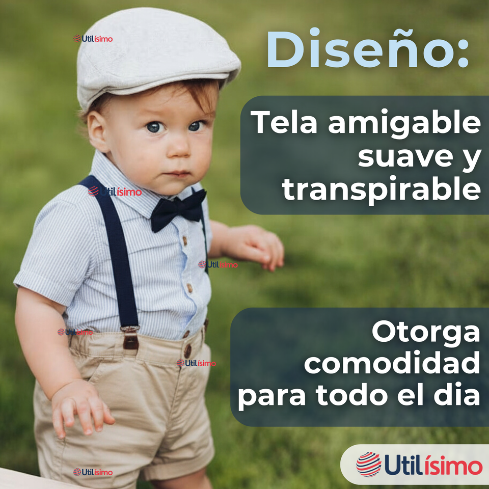 Conjunto De Vestir Con Tirantes Camisa Pantalón Corto Algodón Niño