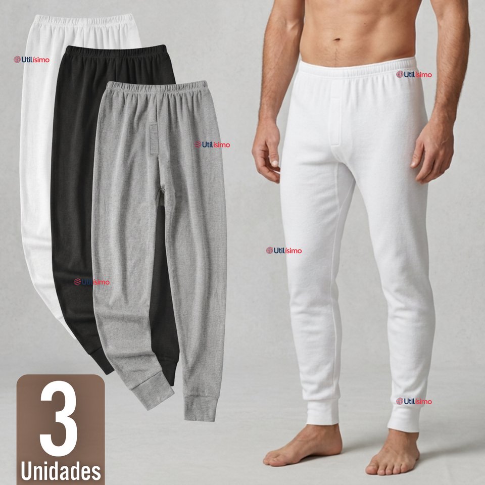 Pack 3 Calzoncillos Largos Algodón Calza Hombre Invierno Primera Capa