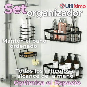 Set Organizador de Ducha 5 Piezas Acero Inoxidable Instalación Adhesiva