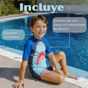 Traje de baño Enterito Con Cremallera Niño de 2 a 6 años Blue Shark