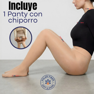 Calza Panty Con Chiporro Mujer Elasticada Beige