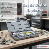 Juego Dados 40 Piezas 1/4 y 3/8 Chicharra para Bicicleta Moto Auto