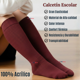 Pack 6 Calcetínes Escolares Largo Acrílico Burdeo Niñas Juvenil Color Vino