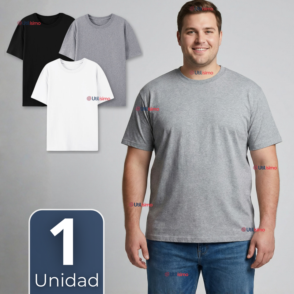 Camiseta Polera 100% Algodón Básica Lisa Elástica Hombre Colores Surtidos