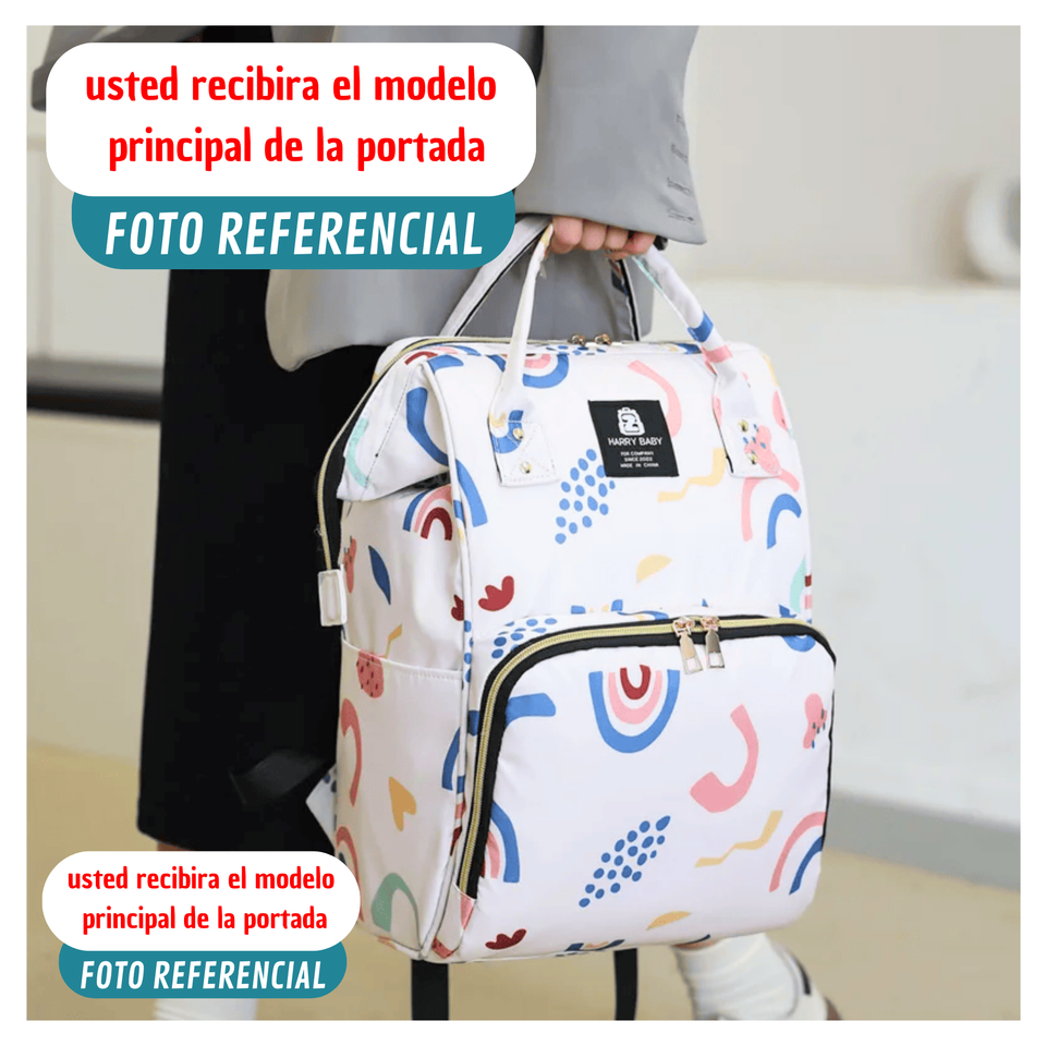 Mochila Maternal Oxford Bolso Pañalera Infantil Diseño Estampado Térmica e Impermeable