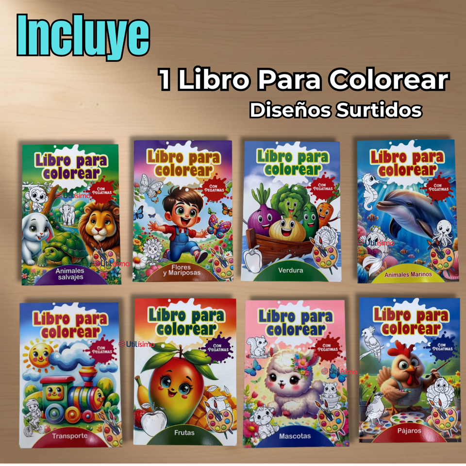 Libro Para Colorear Pintar  Educativo Con Stickers Diseños Surtidos