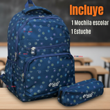 Mochila Escolar Con Estuche 46cm Poliéster Impermeable Niña Juvenil