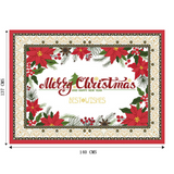 Mantel Navidad Merry Christmas Flores Rojas Poliéster 137x140cm