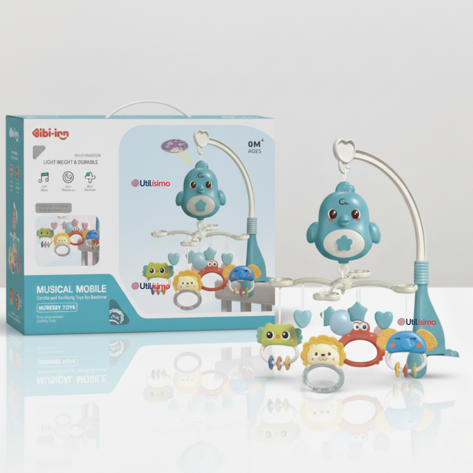 Móvil Giratorio Musical Proyector Bebé Niño Azul