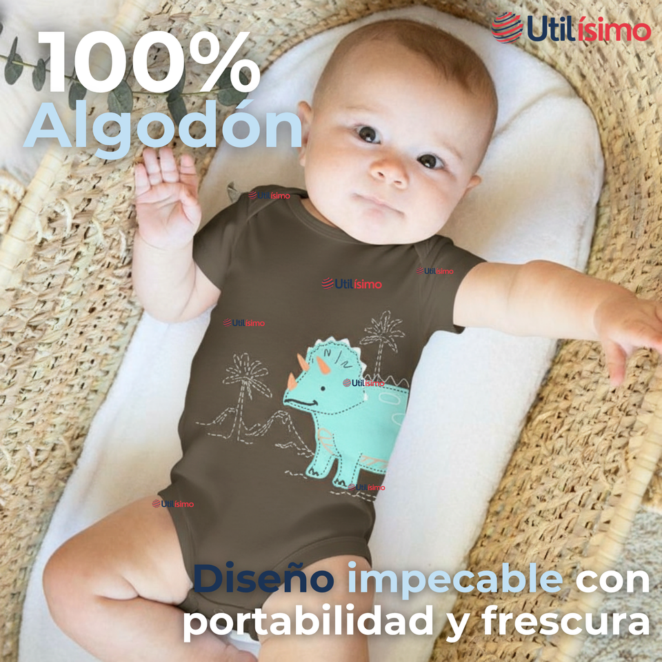 Pack 5 Bodys Niño Manga Corta Tedmimak 100% Algodón Mini Dino Squad