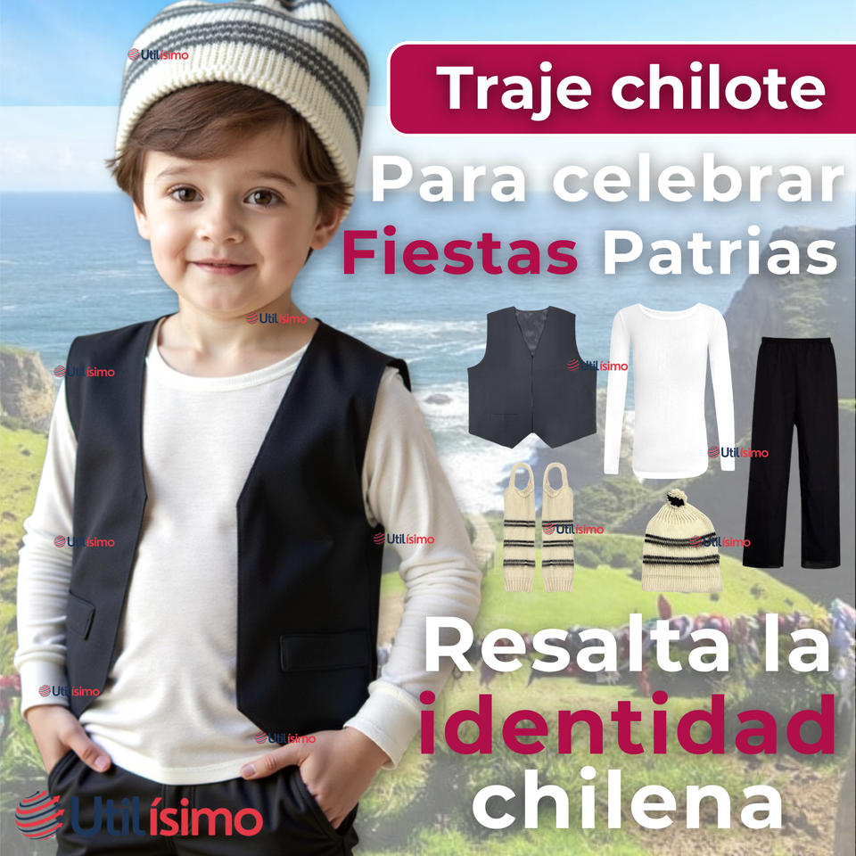 Traje Chilote Incluye Polera Fiestas Patrias Niño Chile