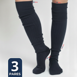 Pack 3 Bucaneras Escolares Calcetines Acrílico Azul Premium Niña y Juvenil
