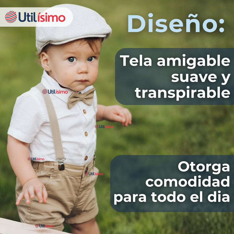 Conjunto De Vestir Con Tirantes Camisa Pantalón Corto Algodón Niño