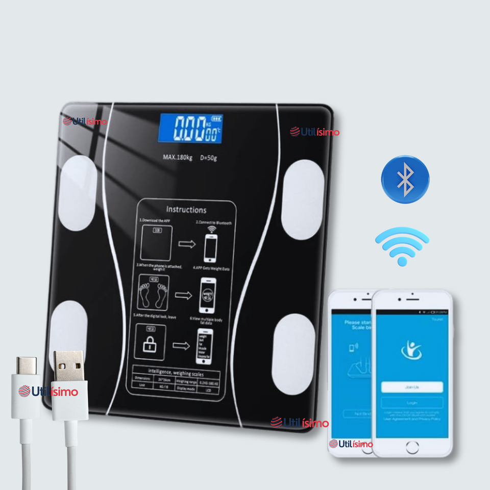 Balanza Pesa Digital Inteligente App Bluetooth Báscula Recargable