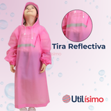 Poncho Impermeable Niña Tiras reflectantes Rosado