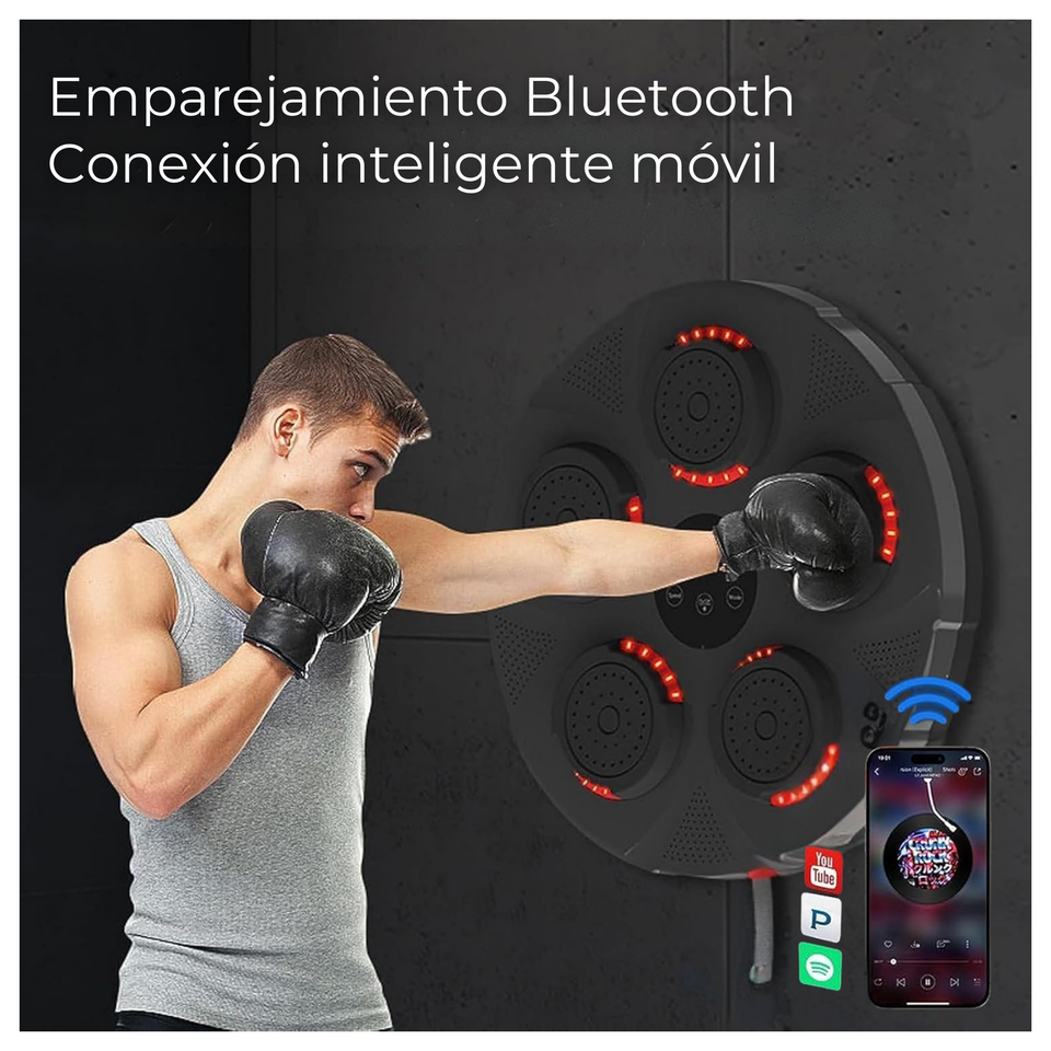 Máquina Boxeo Musical Bluetooth Recargable USB Entrenamiento Adultos Niños Pared