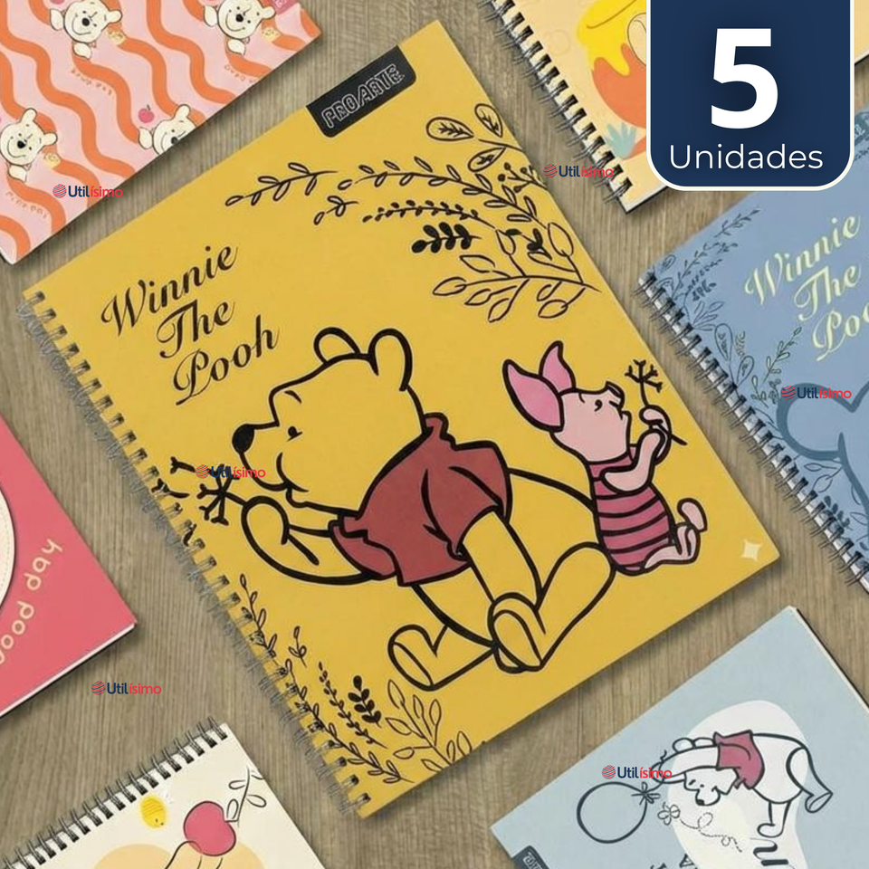 Pack 5 Cuadernos Universitarios Winnie Pooh 100 Hojas Proarte Diseño Surtido