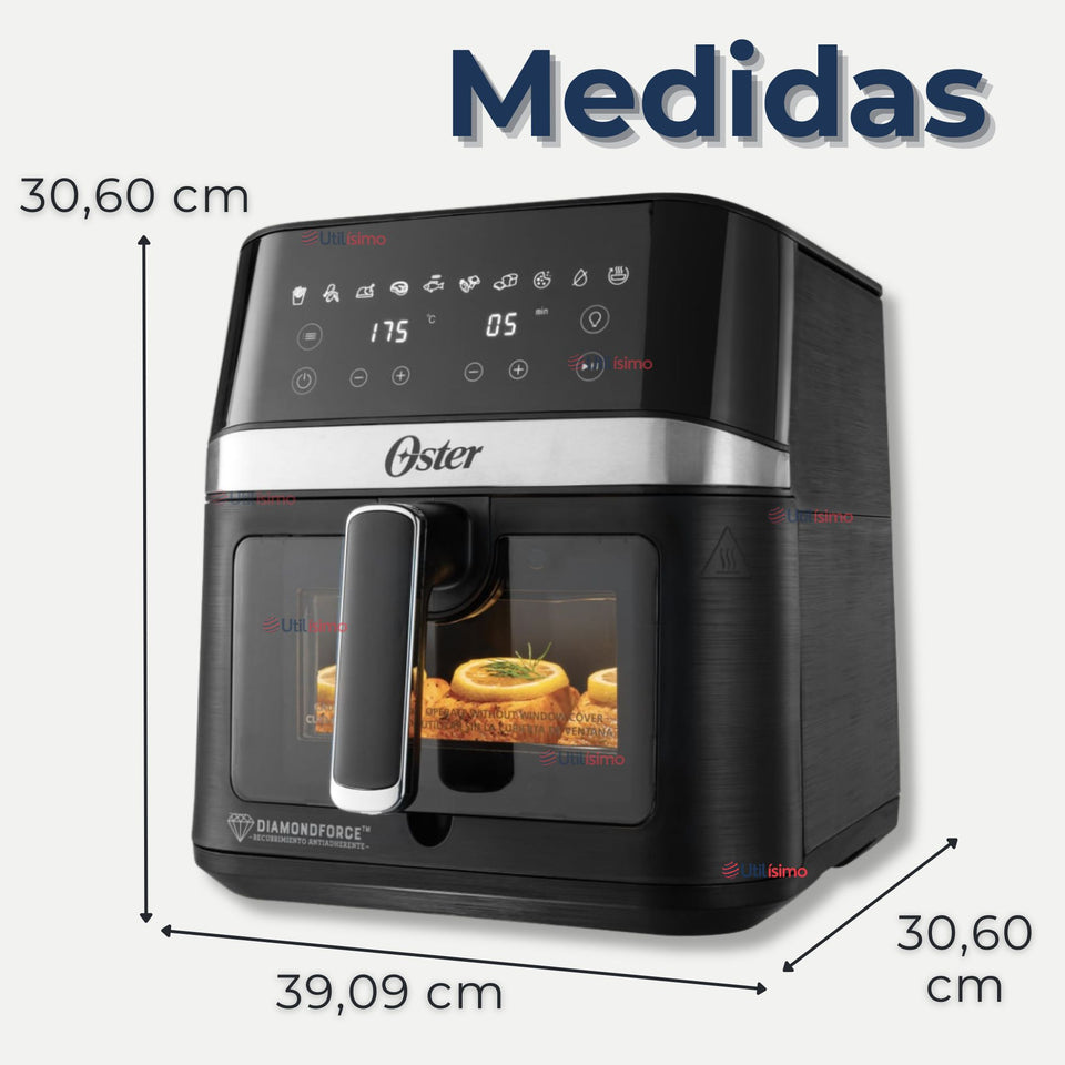 Oster® Freidora de Aire Digital, Recubrimiento Oster® DiamondForce, 6L de Capacidad, 10 Programas Automáticos, CKSTAF60WDDF + 300 Forros Desechables para Air Fryer