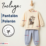 Conjunto 2 Piezas Buzo Pantalón Y Polerón De Algodón Beige Bebé Niño