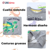 Polerón Algodón Cuello Redondo Niño Gris Dragon