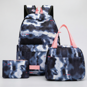 Mochila Escolar + Estuche + Lonchera 43cm Tela Oxford Azul Oscuro Niña
