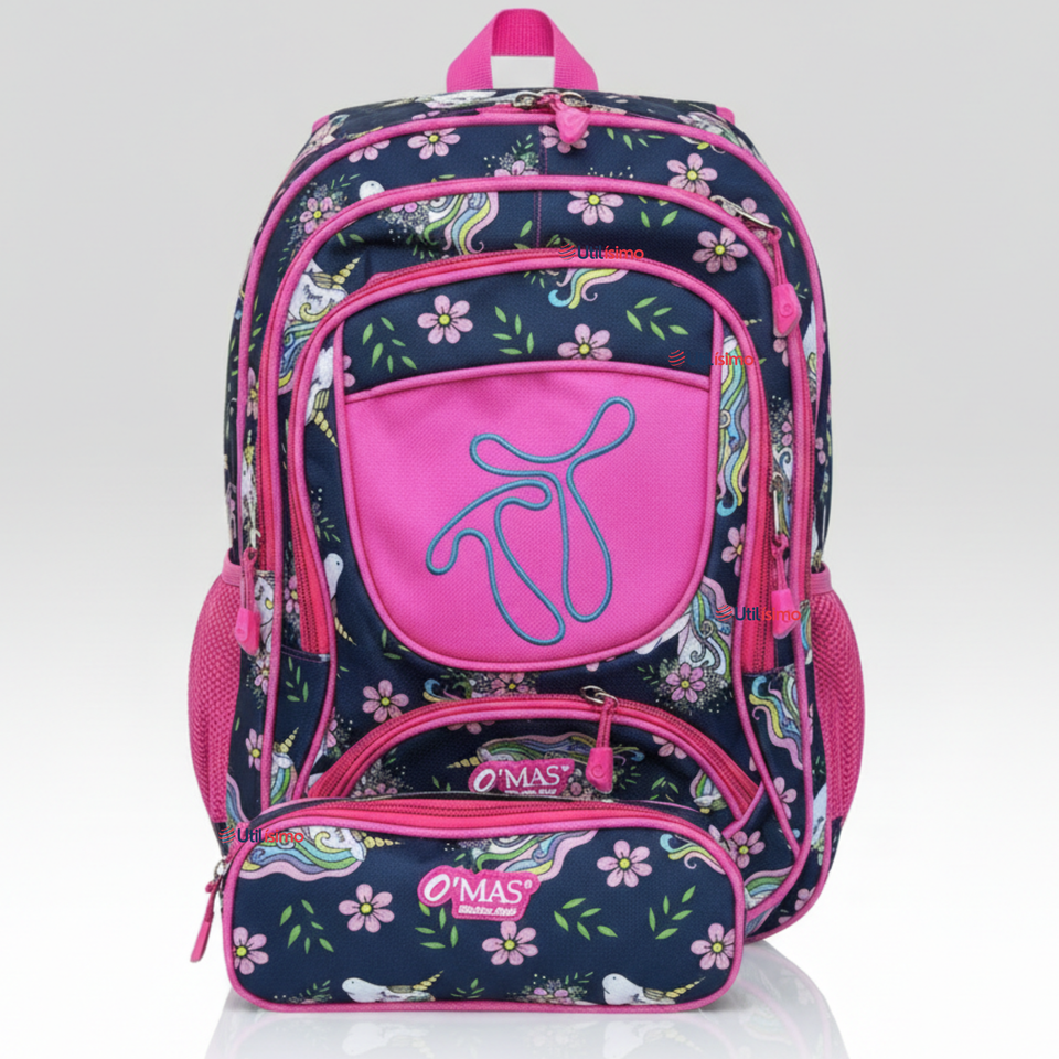 Mochila Escolar Con Estuche 43cm Tela Oxford Impermeable Niña
