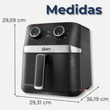Oster® Freidora de Aire Manual, Recubrimiento Oster® DiamondForce, 4L de Capacidad, con Controles de Tiempo y Temperatura, CKSTAF401MDF + 300 Forros Desechables para Air Fryer