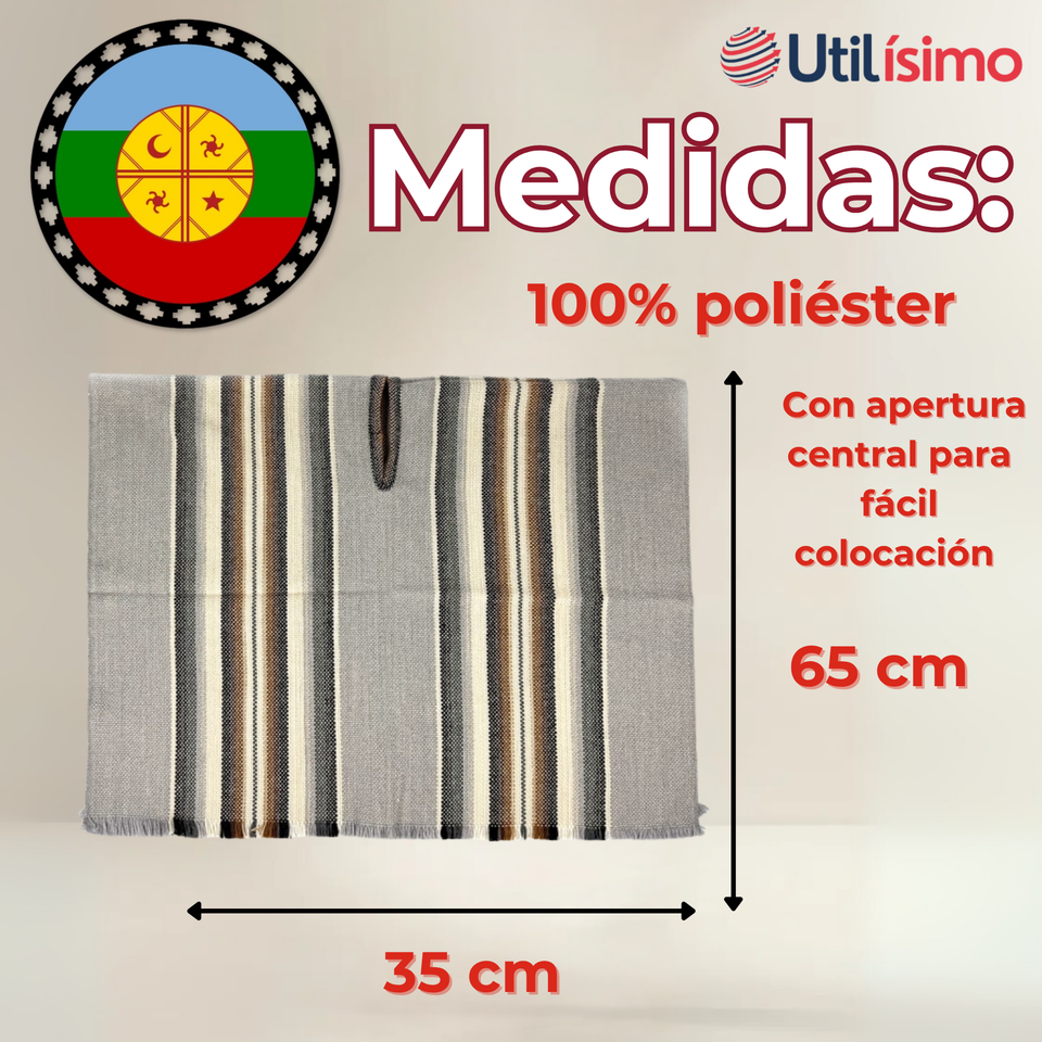 Poncho Manta Mapuche LANA GRUESO 60x35CM MAPUCHE Fiestas Patrias