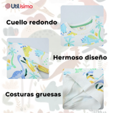 Polerón Algodón Cuello Redondo Niño Blanco Dinosaurio