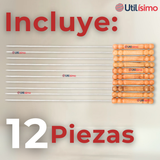 Pack 12 Pinchos De 30cm Para Anticuchos Brochetas Asados Mango De Madera