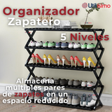 Zapatero Organizador 5 Niveles Desmontable Resistente 65x42x20cm Negro