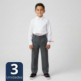 Pack 3 Pantalón Escolar Colegio Clásico Niño Gris