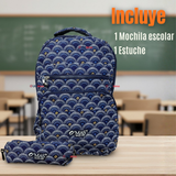 Mochila Escolar Con Estuche 46cm Poliéster Impermeable Niña Juvenil