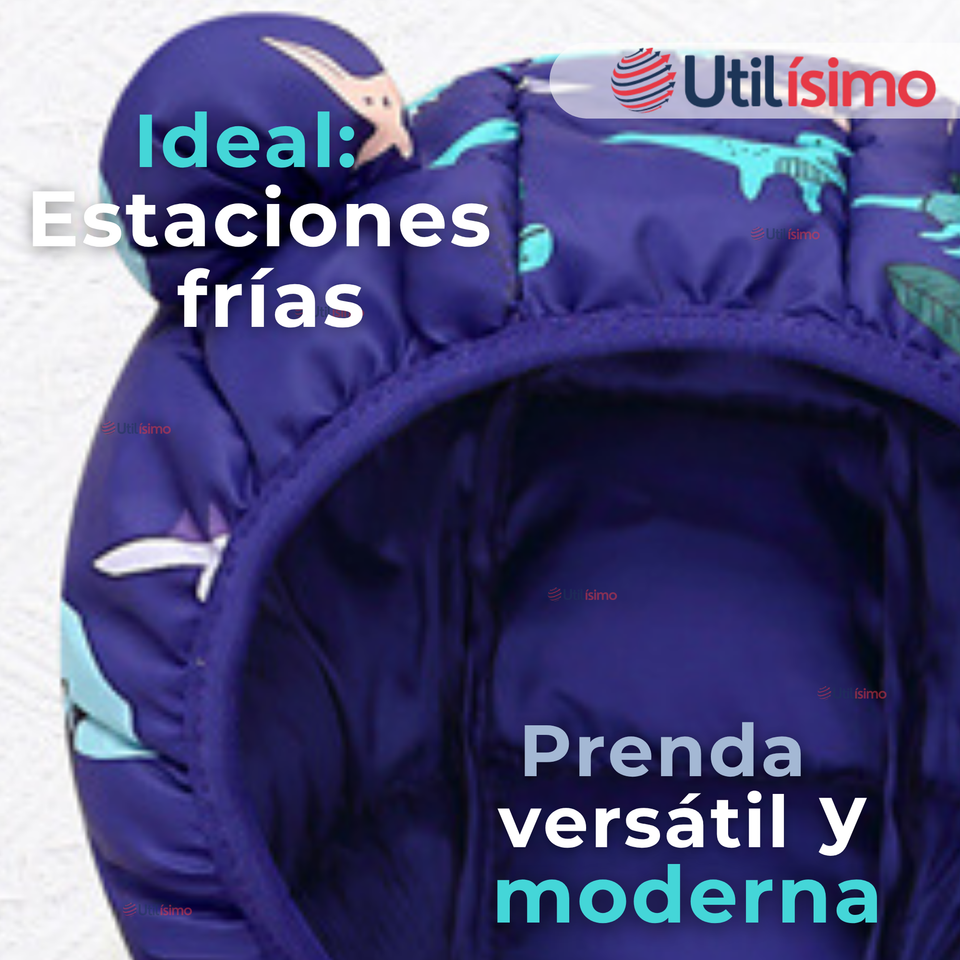 Parka Térmica Con Capucha Y Orejitas Estampado Dinosaurio Niño